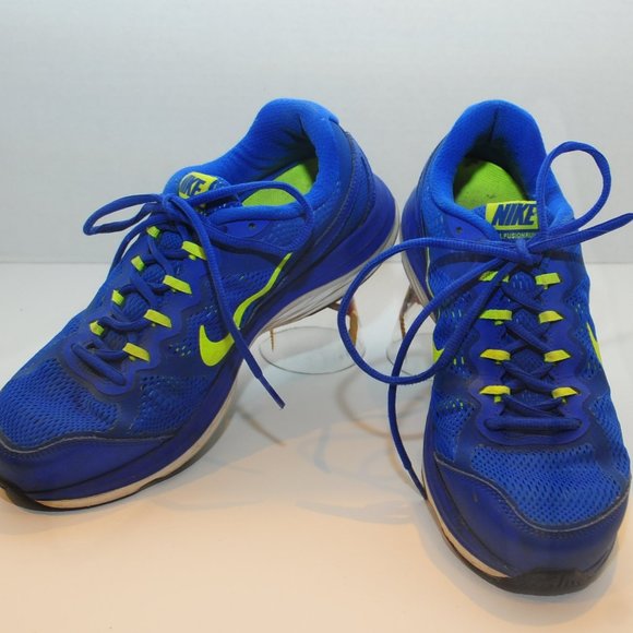 Men's Nike Dual Fusion Run 3 Sneaker Shoe Size 9 Cobalt Blue & Lime Green - Picture 5 of 11